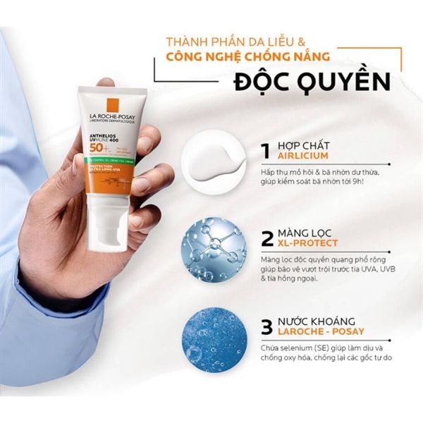 Kem Chống Nắng Kiểm Soát Dầu La Roche-Posay Anthelios UVMune 400 Oil Control Gel-Cream SPF50+ 50ml