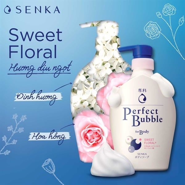 Sữa Tắm Dưỡng Ẩm Senka Perfect Bubble For Body Sweet Floral 500ml