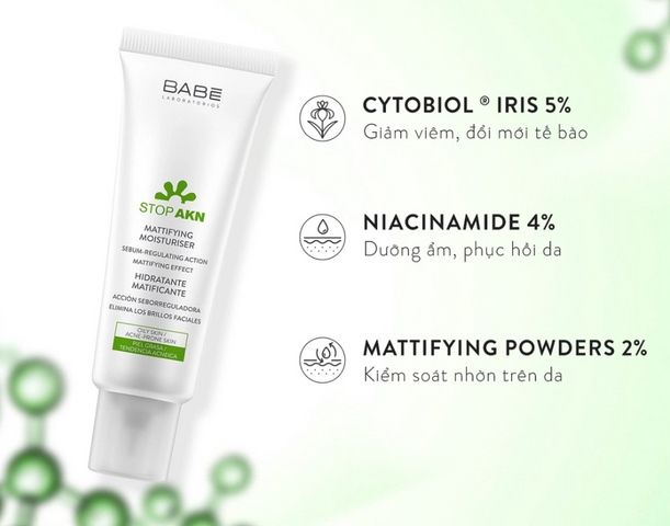 Kem Dưỡng Babe Stop AKN Mattifying Moisturiser Cho Da Dầu Mụn 50ml