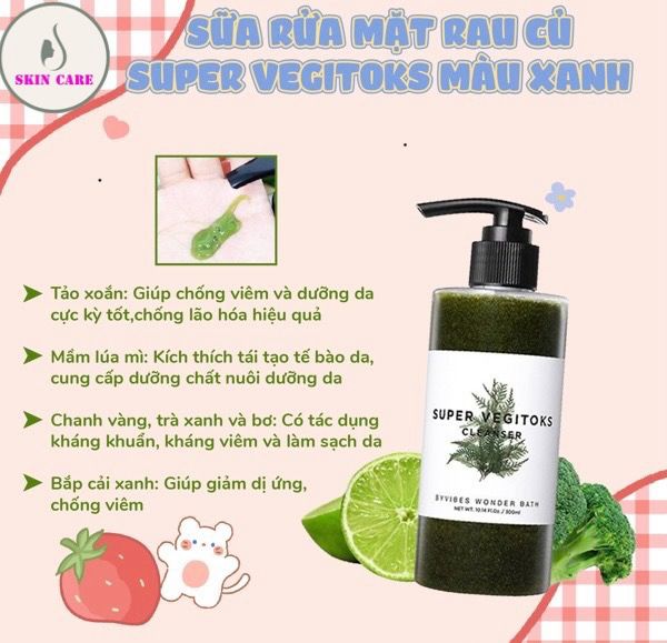 Sữa Rửa Mặt ''3 in 1'' Byvibes Wonder Bath Super Vegitoks Cleanser 300ml