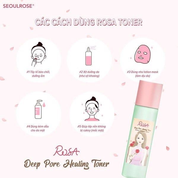 Nước Hoa Hồng SeoulRose Rosa Deep Pore Healing Toner 120ml