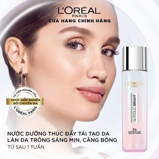 Nước Dưỡng Mềm Mịn Sáng Da L'Oreal Glycolic Bright 5% Glycolic Acid Peeling Toner 128ml