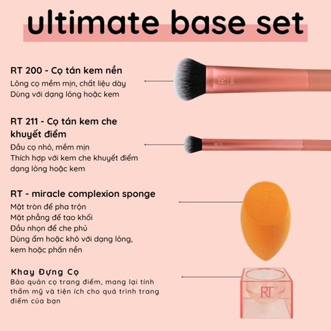 Bộ Cọ Đánh Nền Và Mút Real Techniques Ultimate Base Set