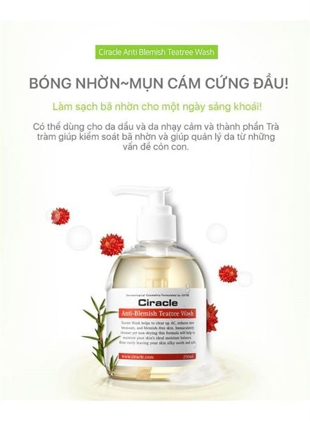 Sữa rửa mặt Ciracle Anti-Blemish Teatree Wash 250ml