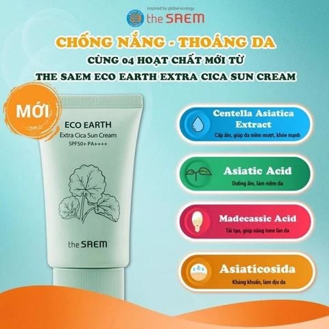 Kem Chống Nắng Nâng Tông The Saem Eco Earth Extra Cica Sun Cream 50g