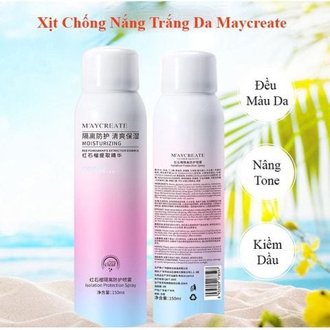 Xịt Chống Nắng Dưỡng Trắng Da MayCreate Moisturizing 150ml