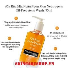Sữa Rửa Mặt Cho Da Mụn Neutrogena Oil-Free Acne Wash
