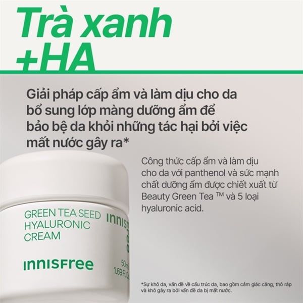 Kem Dưỡng Innisfree Green Tea Seed Hyaluronic Cream 50ml