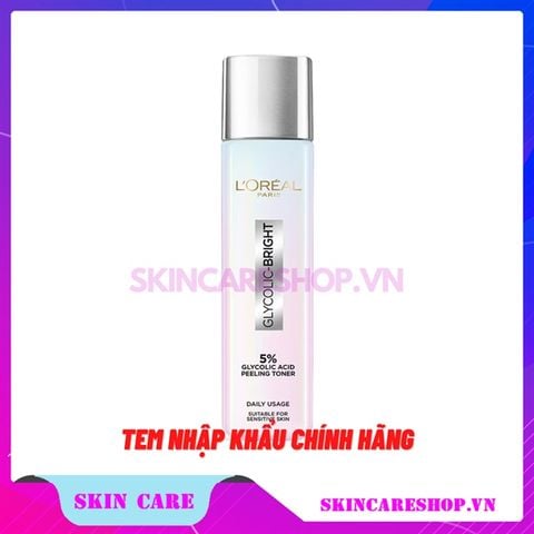 Nước Dưỡng Mềm Mịn Sáng Da L'Oreal Glycolic Bright 5% Glycolic Acid Peeling Toner 128ml