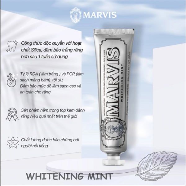 Kem Đánh Răng Marvis Whitening Mint 85ml