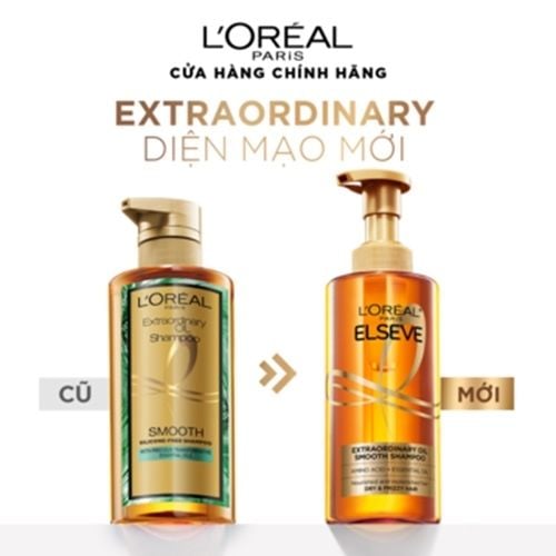 Bộ gội xả dưỡng tóc suôn mượt cao cấp L'Oreal Paris Extraordinary Oil Smooth 440ml x2