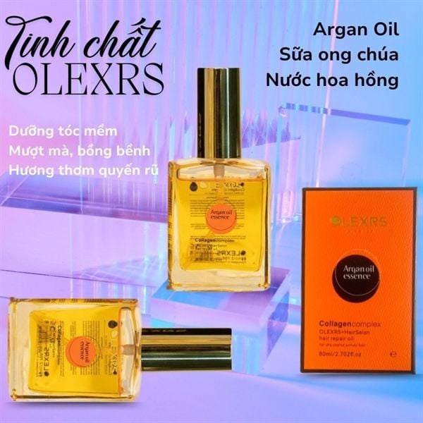 Tinh dầu dưỡng tóc Olexrs Hairsalon Pure 100% Argan Oil Collagen Complex Hair Repair Oil 80ml