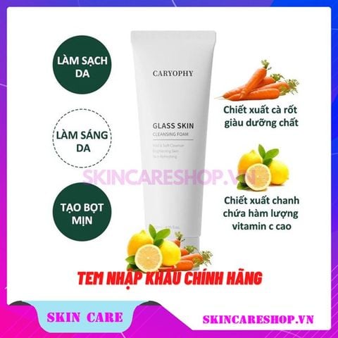 Sữa Rửa Mặt Dưỡng Trắng Da Caryophy Glass Skin Cleansing Foam 120ml