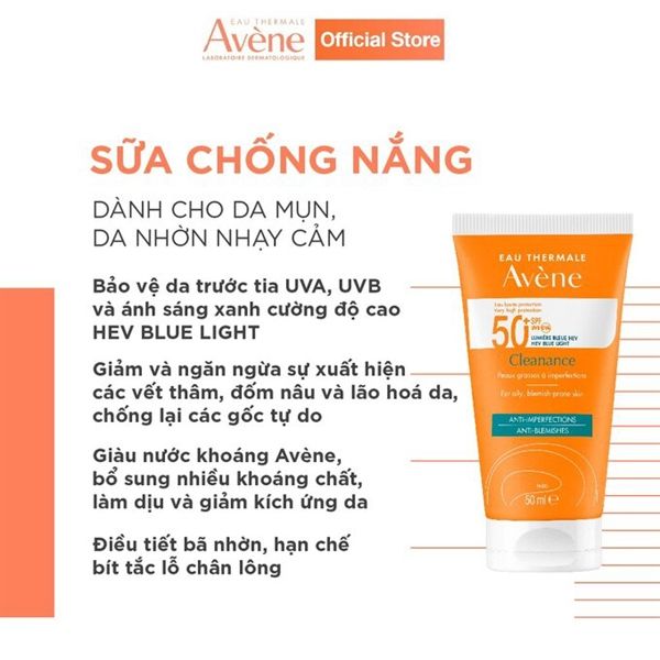 Kem Chống Nắng Cho Da Dầu Mụn Avene Cleanance Protect 50+ Blue Light 50ml
