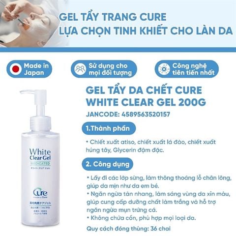 Tẩy Tế Bào Chết Cure White Clear Gel Medicated 200g