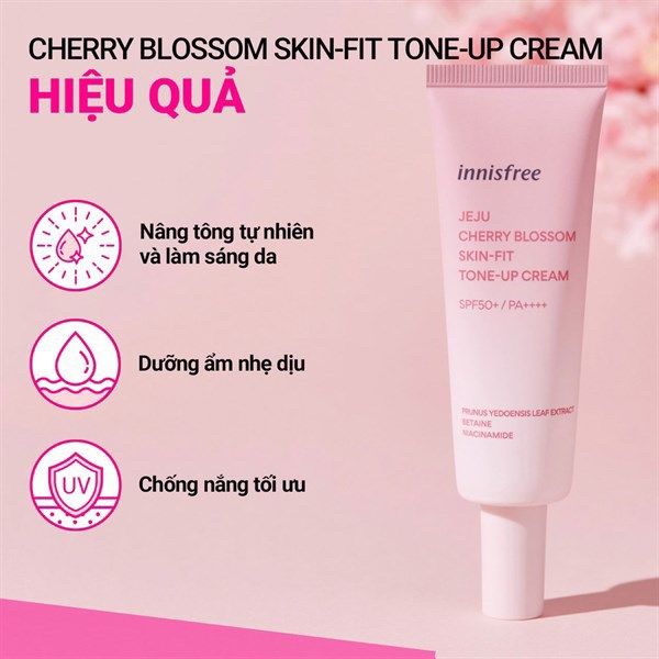 Kem dưỡng Innisfree Jeju Cherry Blossom Skin-fit Tone-up Cream SPF50 PA++++ 50ml