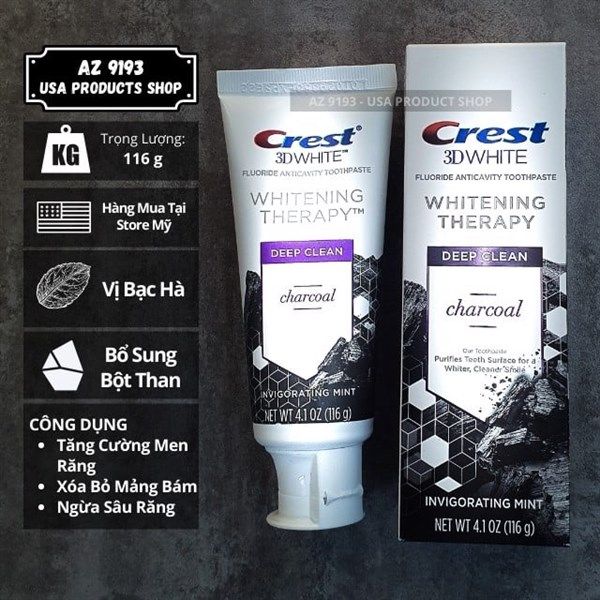 Kem Đánh Răng Crest 3D White Deep Clean Charcoal 116gr