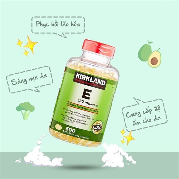 Viên Uống Đẹp Da Kirkland Signature Vitamin E 400iu 500 Viên