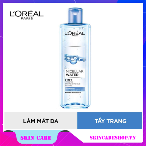 Nước tẩy trang tươi mát L'Oreal Paris Micellar Water 400ml