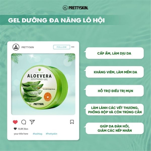 Gel dưỡng lô hội Pretty Skin Aloe Vera Soothing Gel 300ml