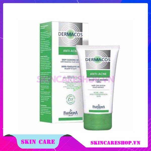 Gel rữa mặt sạch sâu ngừa mụn Dermacos Anti-Acne Deep Cleansing Gel 150ml