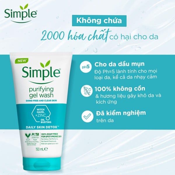 Gel Rửa Mặt Simple Purifying Gel Wash 150ml