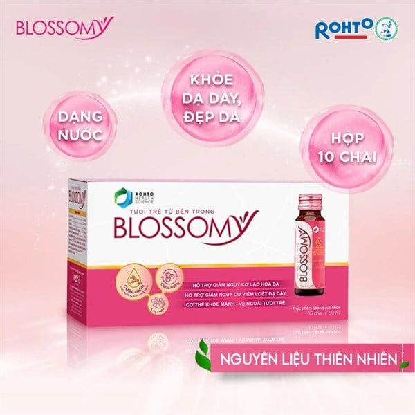 Thực Phẩm Bảo Vệ Sức Khỏe Blossomy Curcumin Collagen Giúp Da Sáng Đẹp Và Dạ Dày Khỏe (Hộp 10 chai x 50ml)