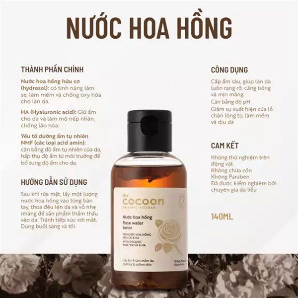 Nước hoa hồng the Cocoon Rose Water Toner 140ml