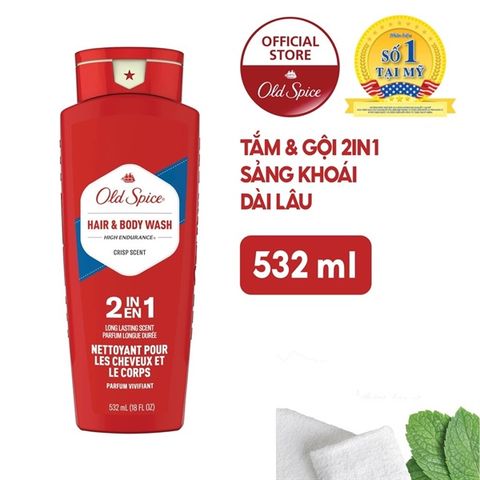 Sữa Tắm Gội Old Spice Hair + Body Wash High Endurance Crisp Scent 2 In 1 532ml