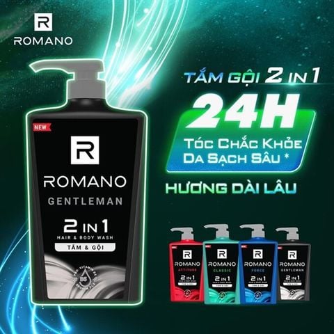Tắm Gội Romano 2in1 Hair & Body Wash Hương Nước Hoa 650g