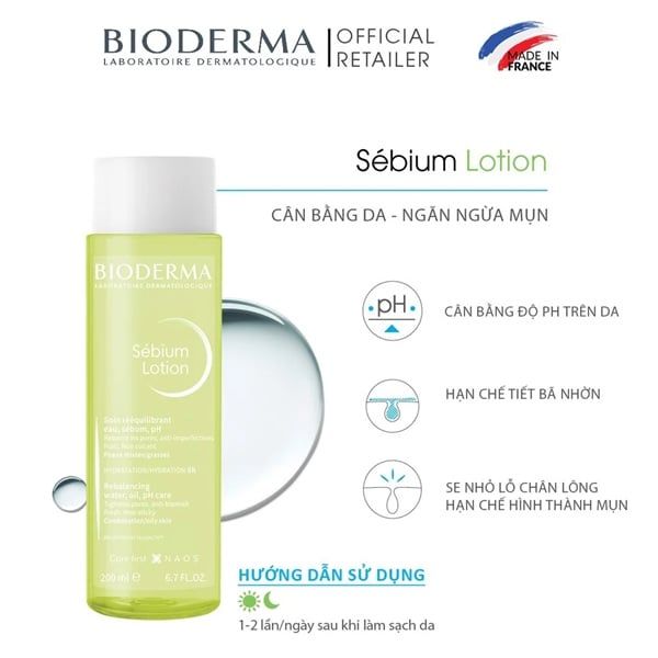 Nước hoa hồng Bioderma Sebium Lotion