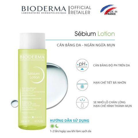 Nước hoa hồng Bioderma Sebium Lotion