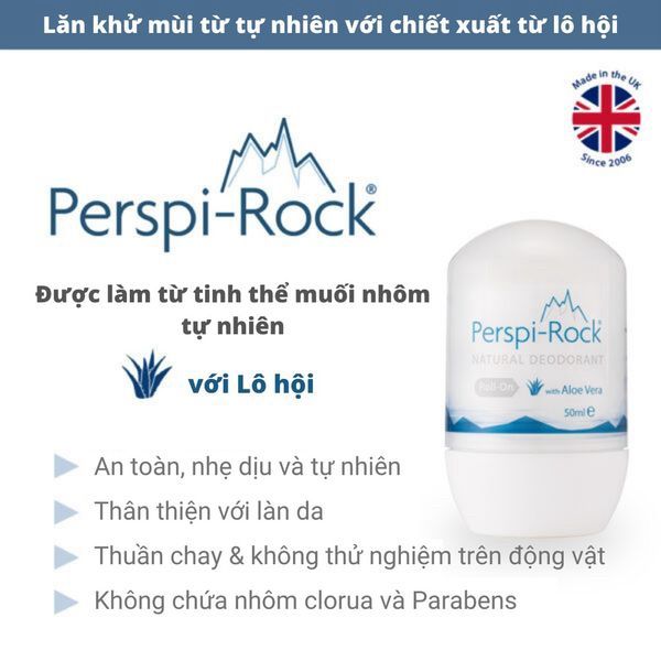 Lăn Khử Mùi Perspi-Rock Natural Deodorant Roll On 50ml