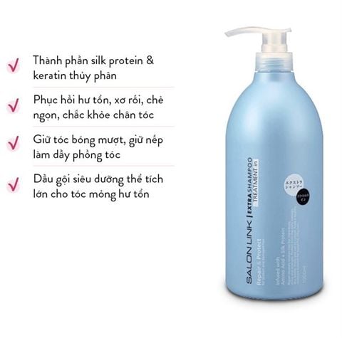 Dầu Gội Cho Tóc Uốn, Tóc Nhuộm Kumano Salon Pink Extra Treatment In Shampoo 1000ml