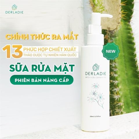 Sữa Rửa Mặt Giảm Mụn Chiết Xuất Cây Phỉ Derladie Witch Hazel Cleansing Gel 200ml