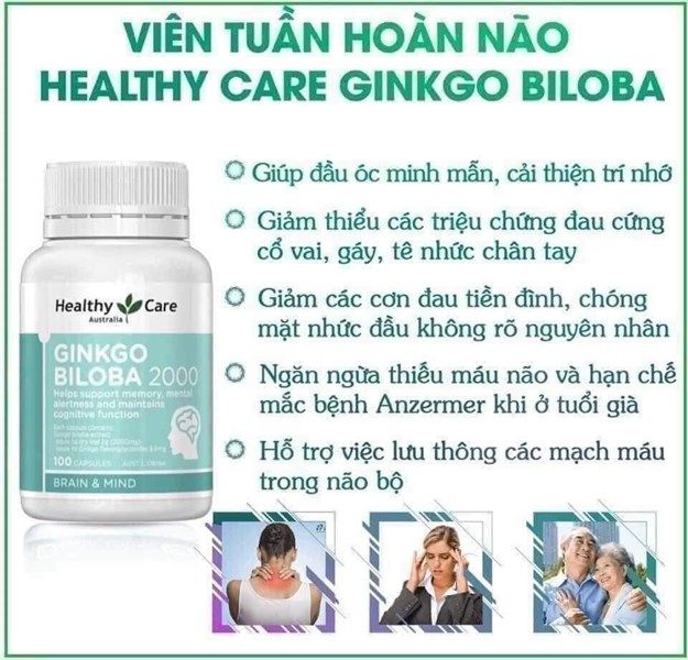 Viên Uống Bổ Não Ginkgo biloba 2000 health care 100viên