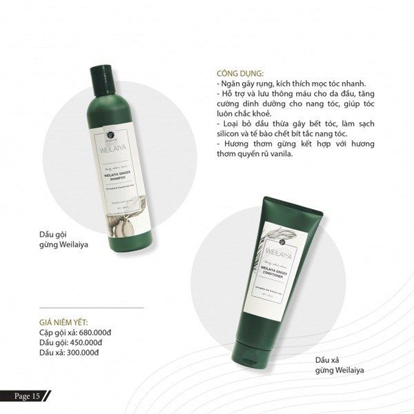 Bộ dầu gội xả gừng Weilaiya Hair Strength Shampoo & Conditioner Ginger 250ml/chai