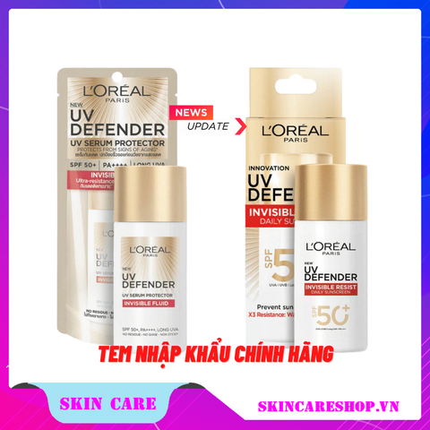 Kem Chống Nắng L’oreal Paris X20 UV Defender Serum Invisible Fluid SPF+ 50++++ 50ml