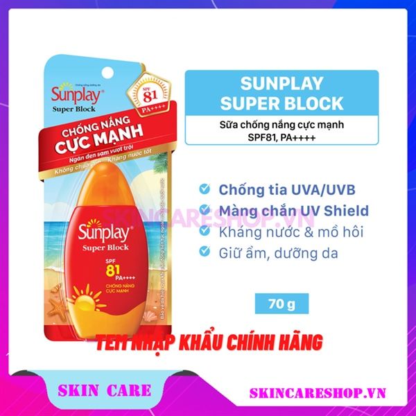 Sữa chống nắng Sunplay Super Block SPF50+ PA++++ 70g