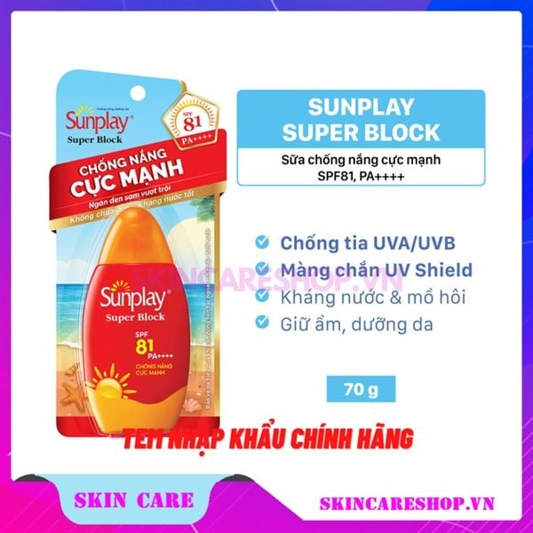 Sữa chống nắng Sunplay Super Block SPF 81/PA++++ 70g