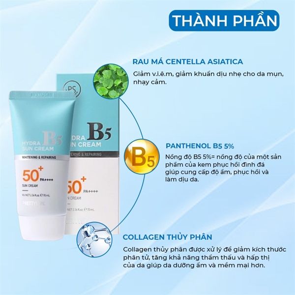 Kem Chống Nắng Pretty Skin Phục Hồi Dưỡng Trắng Hydra B5 Sun Cream SPF 50+/PA+++ 70ml