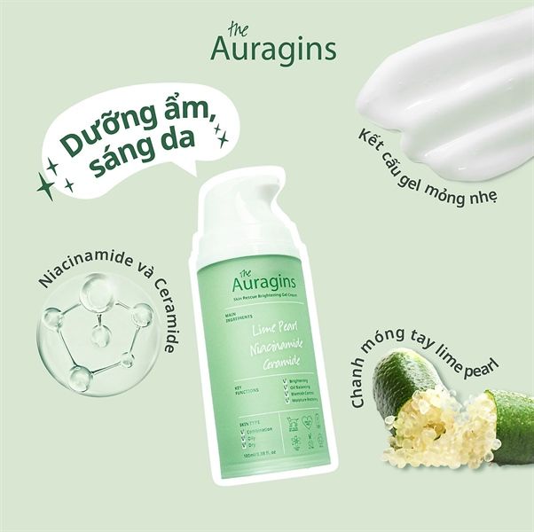 Gel dưỡng ẩm ngừa mụn, giảm thâm The Auragins Skin Rescue Brighttening gel Cream 100ml