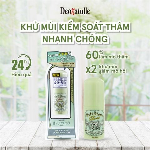 Lăn Khử Mùi Soft Stone W Double Deodorant Color Control Đá Khoáng Xanh 20g