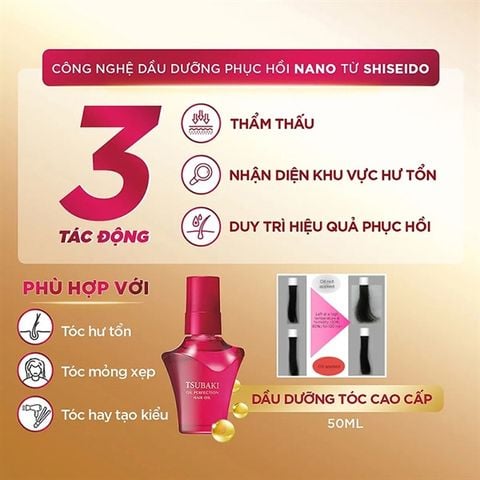 Dầu Dưỡng Tóc Tsubaki Hỗ Trợ Phục Hồi Hư Tổn Oil Perfection Hair Oil 50ml