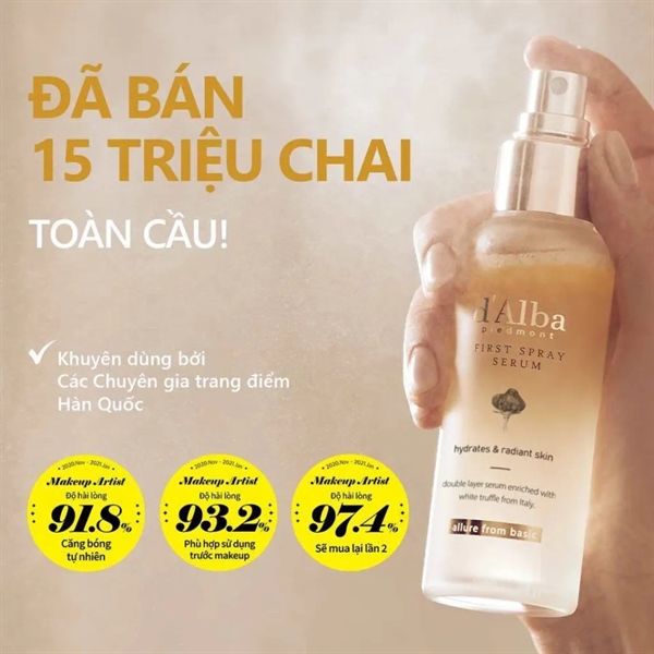 Serum Dạng Xịt d’Alba First Spray Serum Cấp Ẩm, Làm Căng Bóng Da 100ml