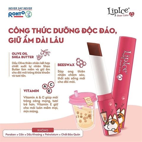 Son Dưỡng Môi LipIce Hương Trà Sữa Màu Hồng Cam Đất 2.4g