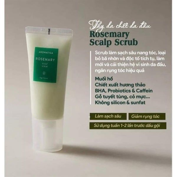 Muối Tẩy Tế Bào Chết Da Đầu Aromatica Rosemary Scalp Scrub 165G
