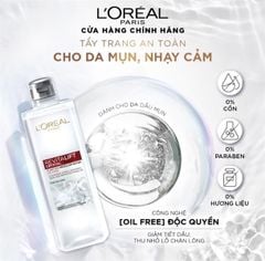 Nước tẩy trang đa năng 3-in-1 L'Oreal Paris Micellar kiềm dầu