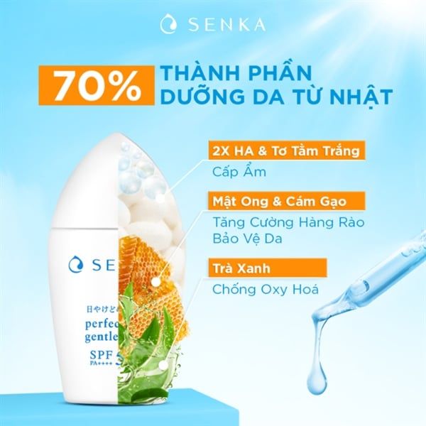 Sữa Chống Nắng Cho Da Nhạy Cảm Senka Perfect UV Gentle Milk SPF50+ PA++++ 40ml