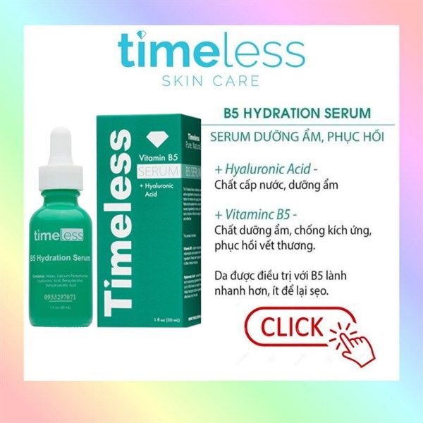 Tinh Chất Cấp Nước & Phục Hồi Da Timeless Vitamin B5 Serum + Hyaluronic Acid 30ml